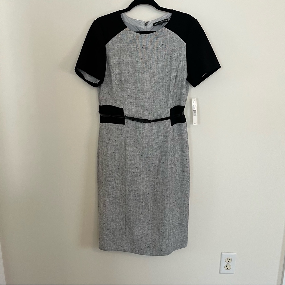 NWT color blocked belted sheath column dress 10